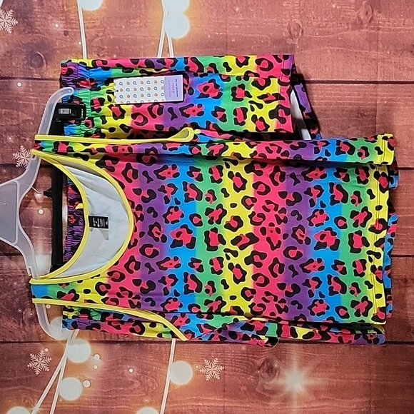 POP Fit Other - Pop Fit x Cheek Boss 2 Peice Set NWT neon cheetah print 🐆 Size 3XL